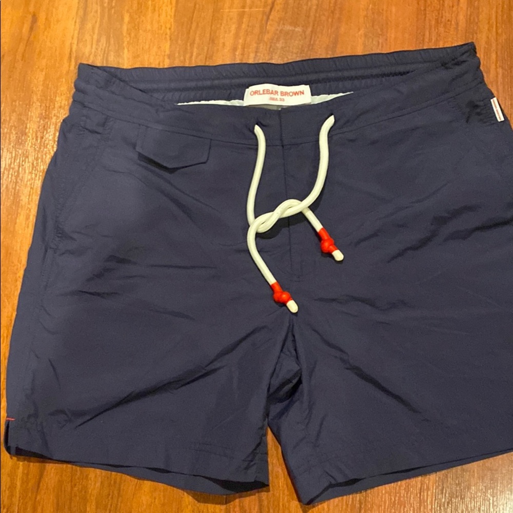 Orlebar Brown Navy Quick-Dry Swim Trunks with Elastic Waistband and Drawstring